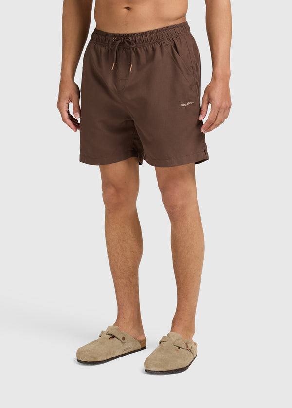 Solid Swim Short - Chocolate Brown
