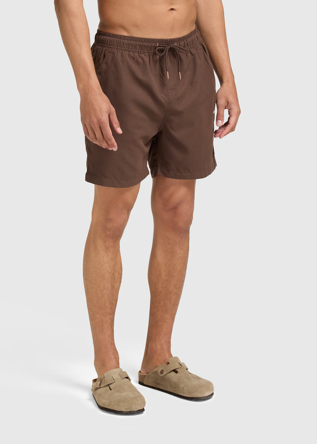 Short de Bain Solid - Brun Chocolat