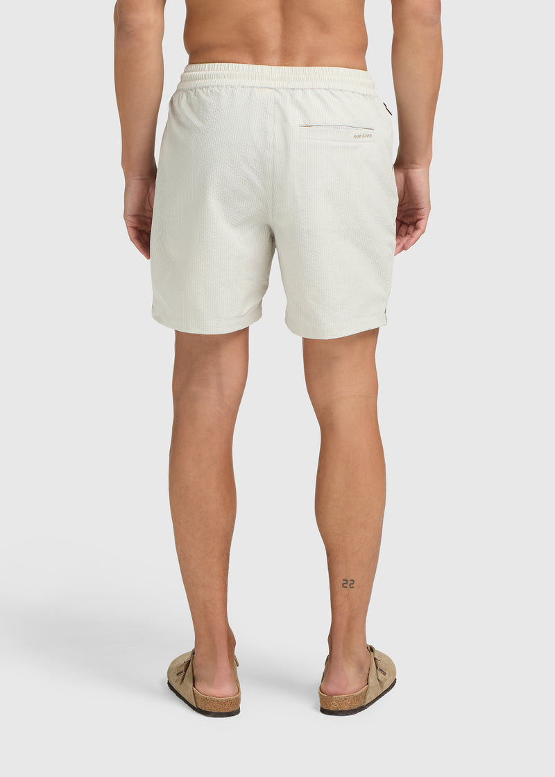 Stripe Seersucker Swim Short - White Sand