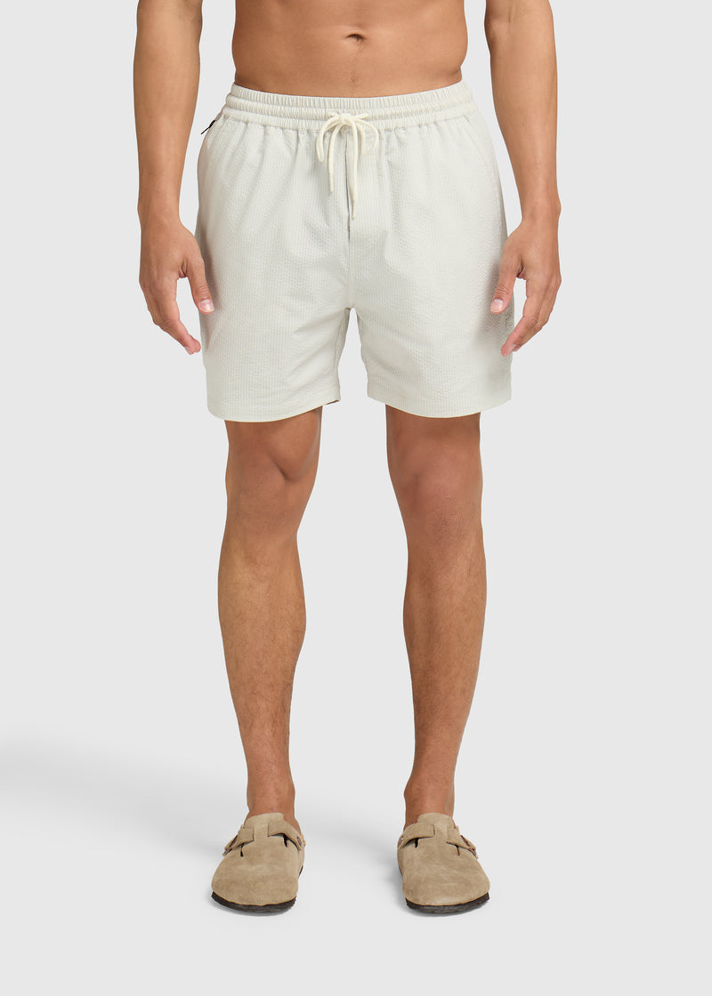 Stripe Seersucker Swim Short - White Sand