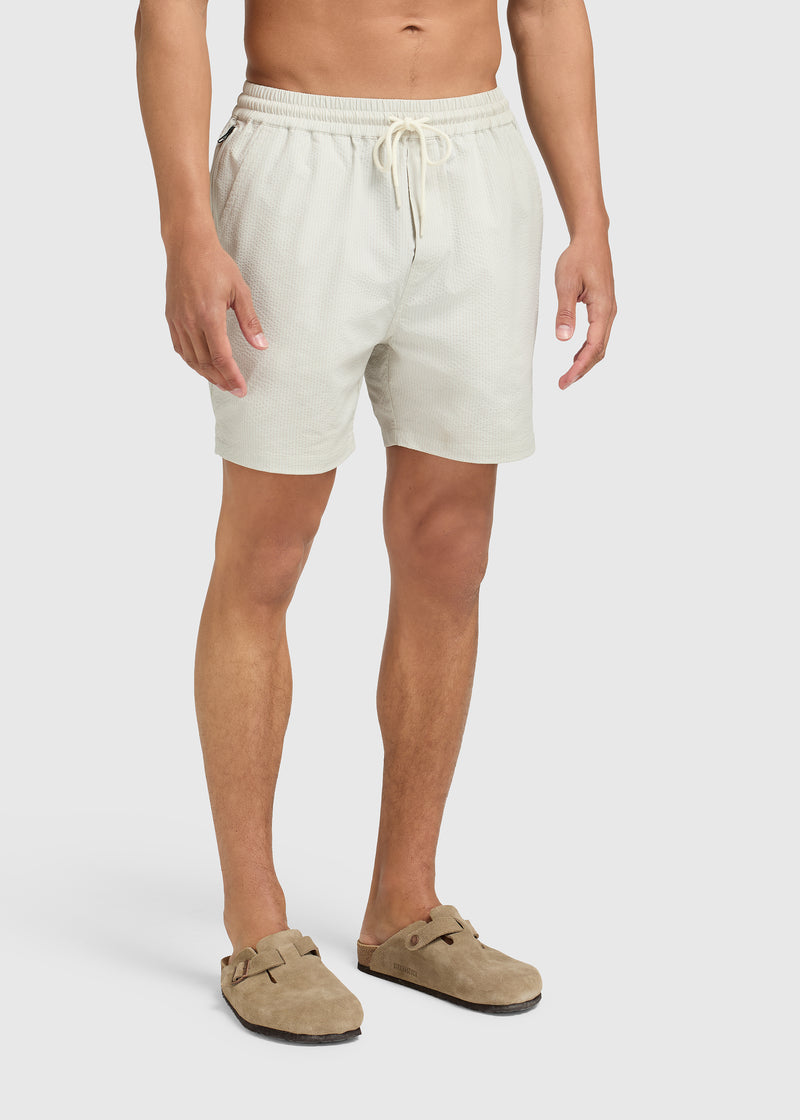 Stripe Seersucker Swim Short - White Sand
