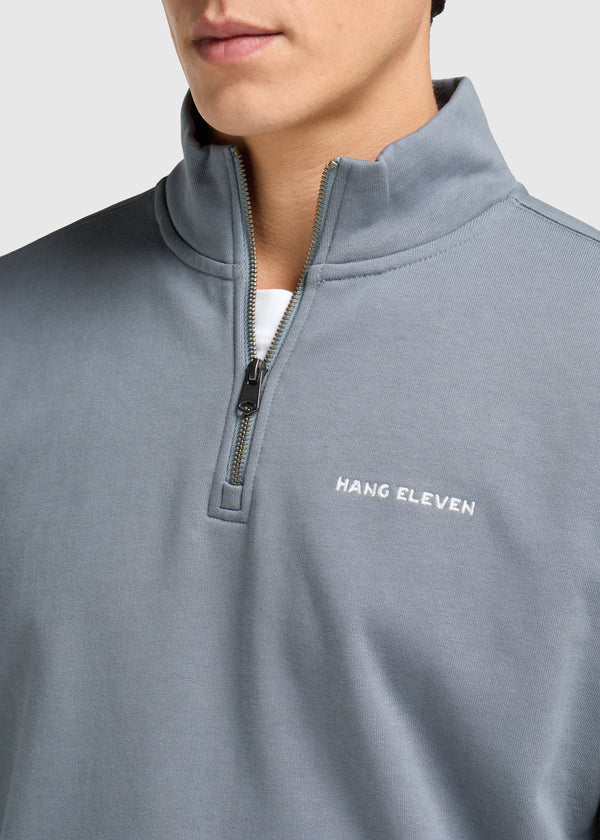 Pull à demi-zip - Gris pierre