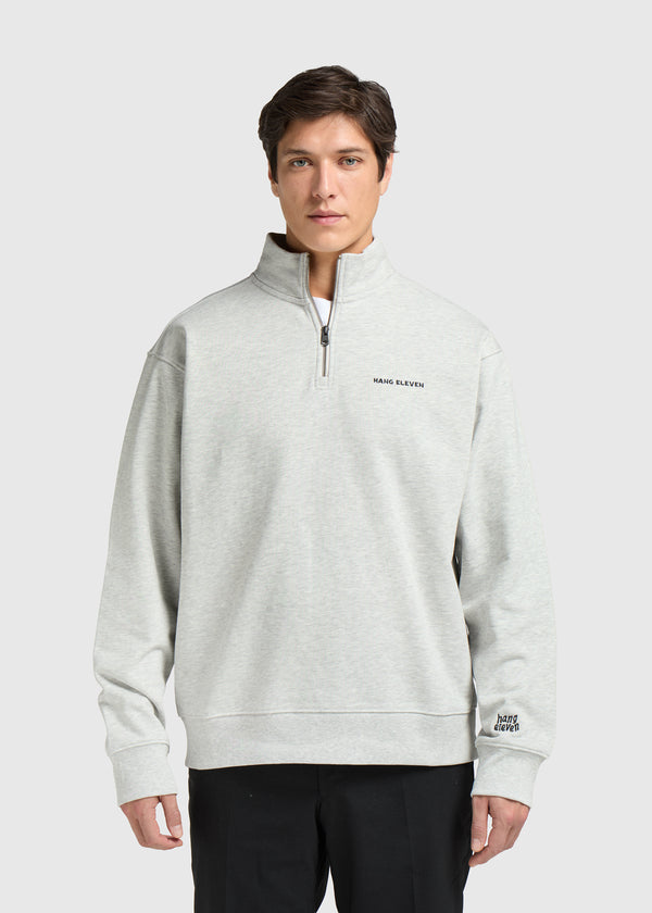 Half Zip Sweater - Grey Melee