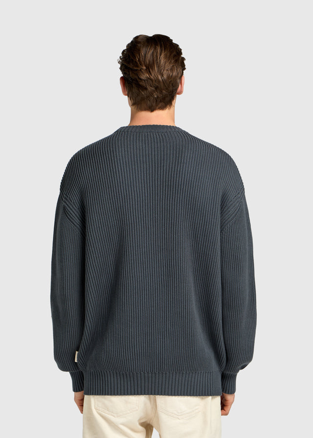 Pull ras du cou en maille avec logo palmier - Bleu moyen