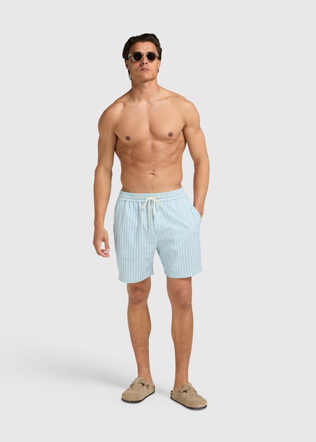 Short de Bain Seersucker - Bleu Clair