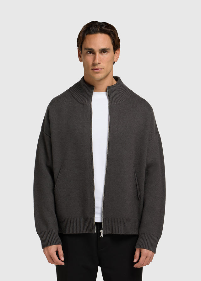 Knitted Full Zip Vest - Anthracite