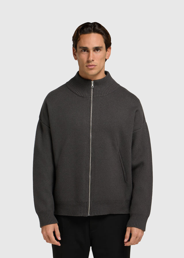 Knitted Full Zip Vest - Anthracite