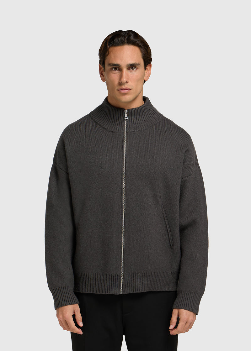 Knitted Full Zip Vest - Anthracite