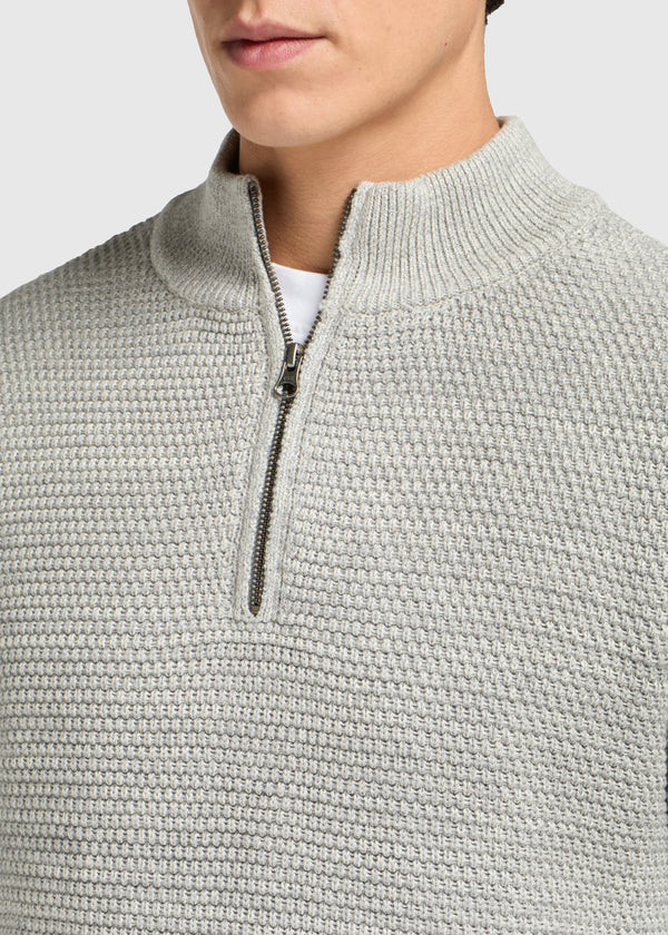 Structure Half Zip Knit - Grey Melee