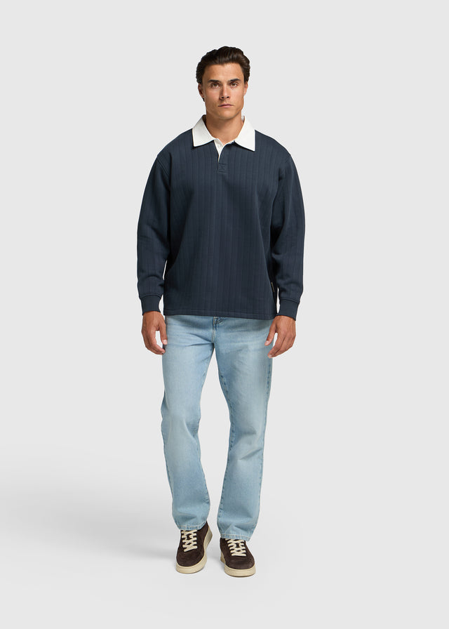 Tonal Stripe Polo - Dark Blue