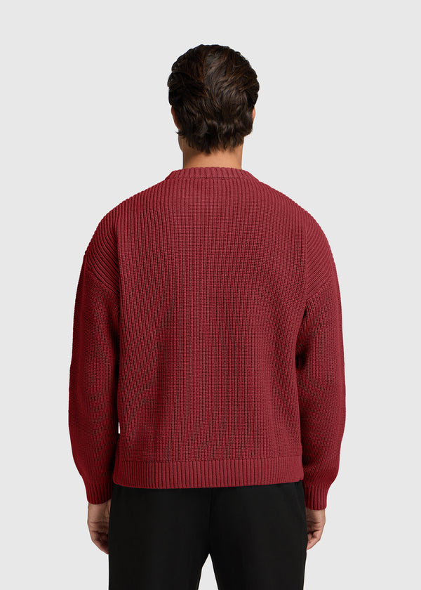 Heavy Knit Crewneck - Deep Red