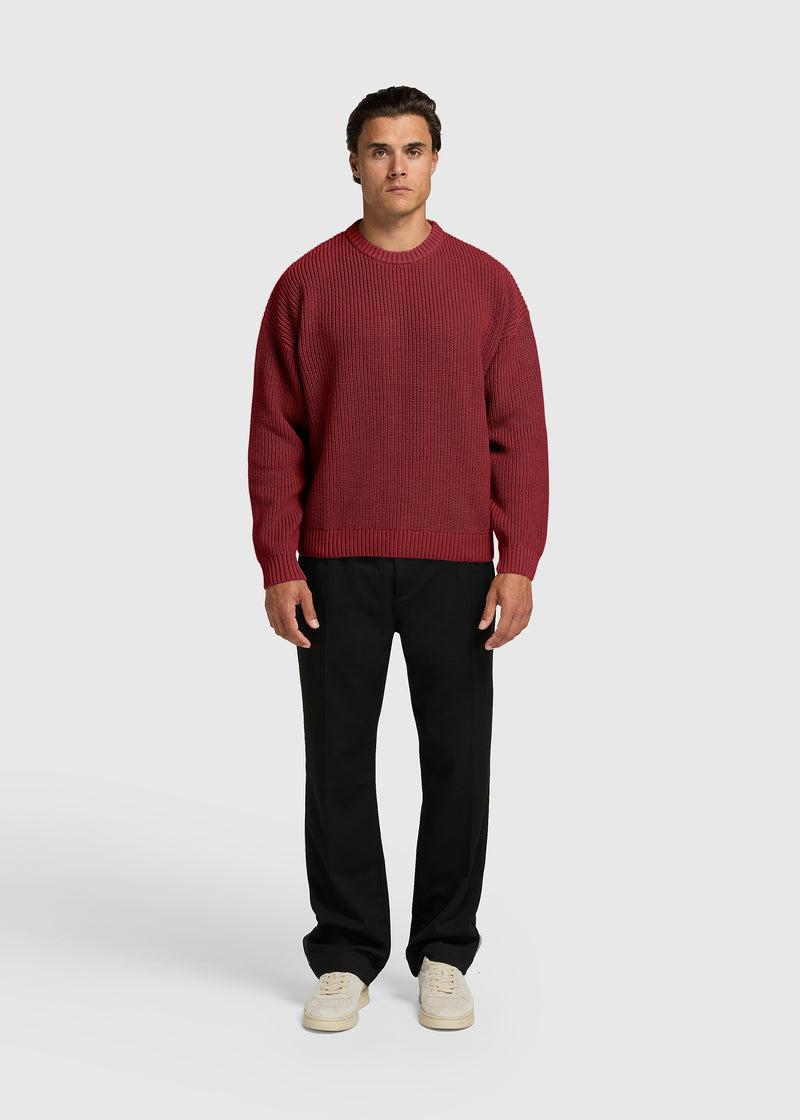 Heavy Knit Crewneck - Deep Red