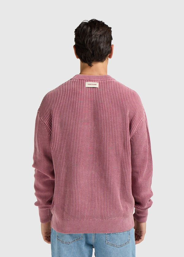 Washed Knit Crewneck - Red