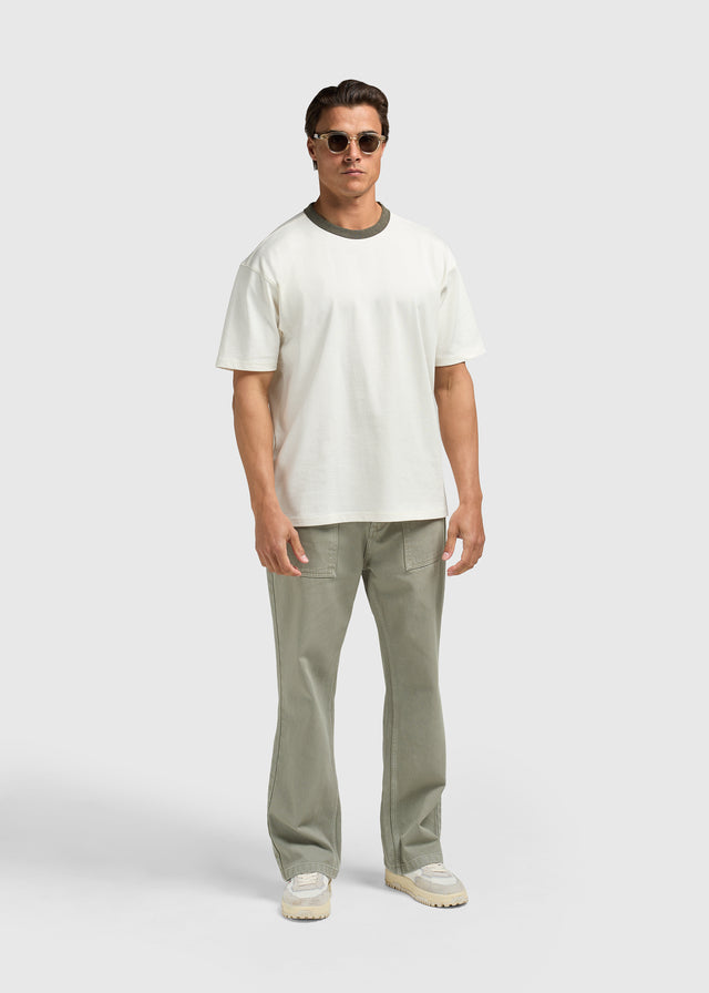 T-shirt à col délavé - Vert Chimère