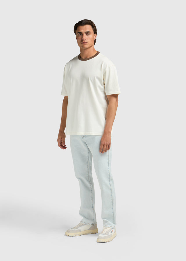 Washed Collar Tee - Brown