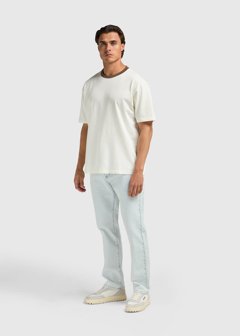 Washed Collar Tee - Brown