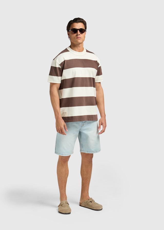 T-shirt larges rayures - Marron