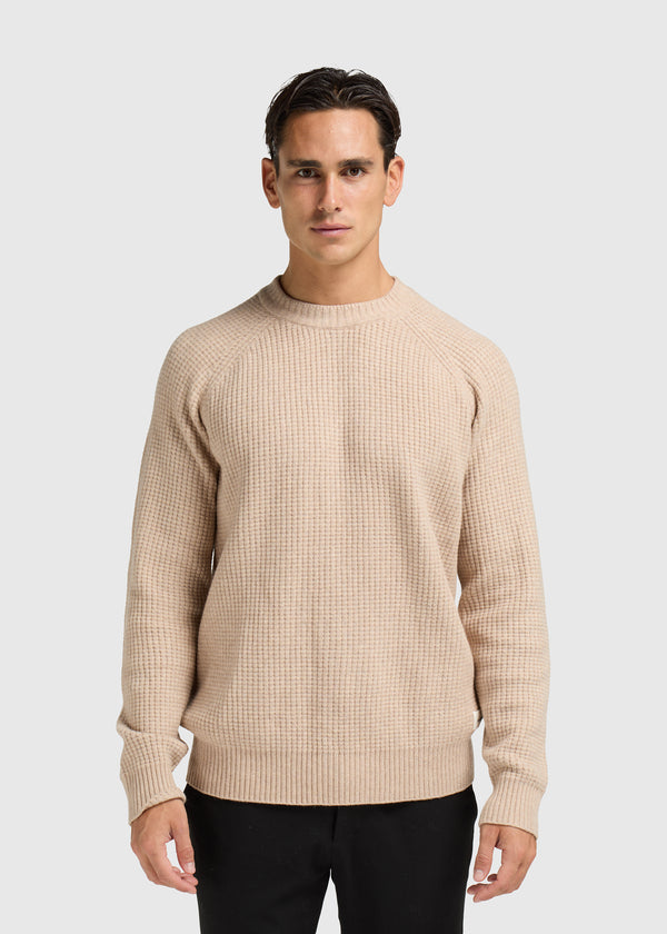 Heavy Waffle Crewneck - Dark Sand