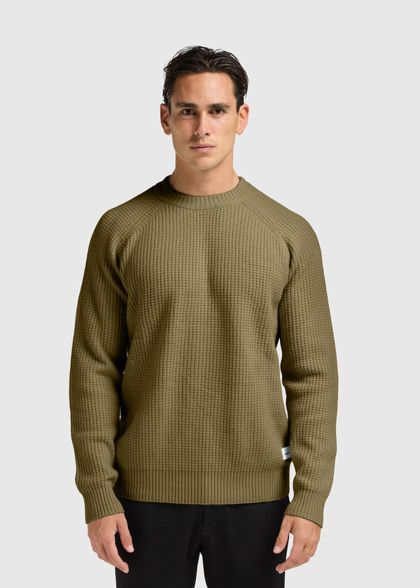Heavy Waffle Crewneck - Dark Green