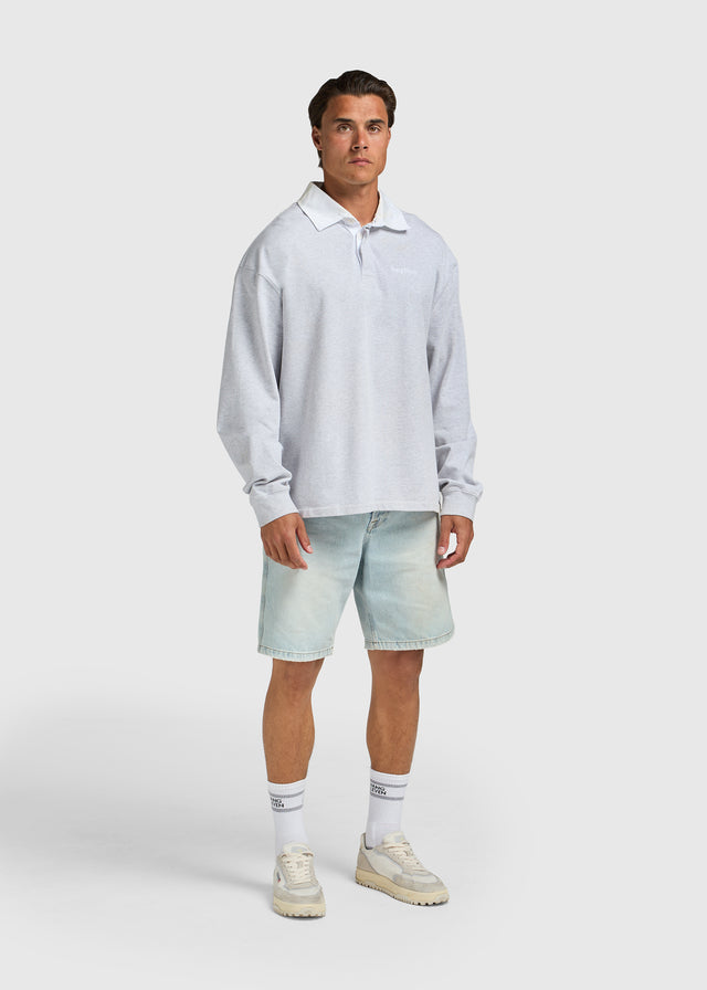 Polo à Col Contrasté - Gris Mêlée