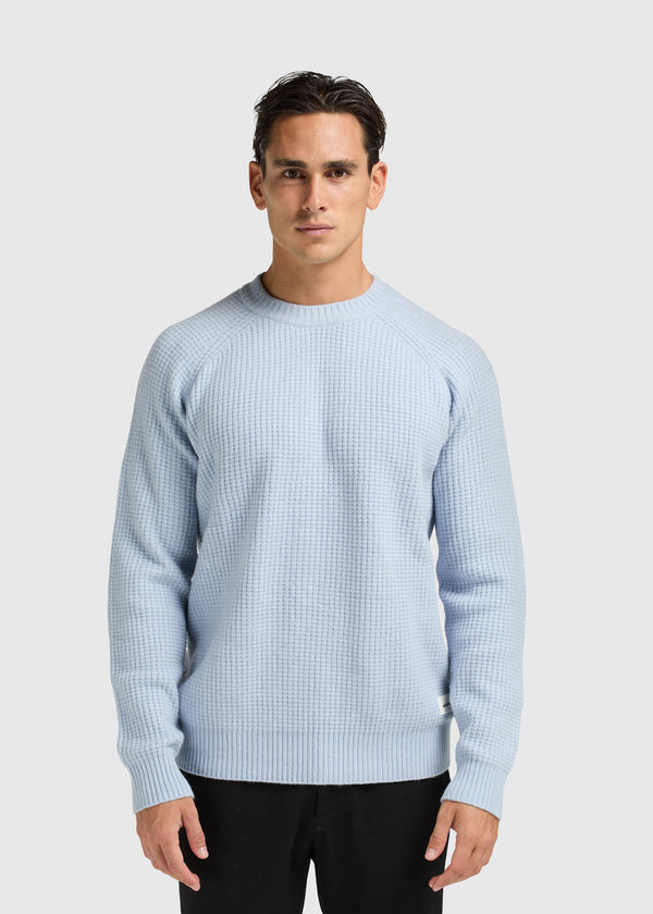 Heavy Waffle Crewneck - Light Blue