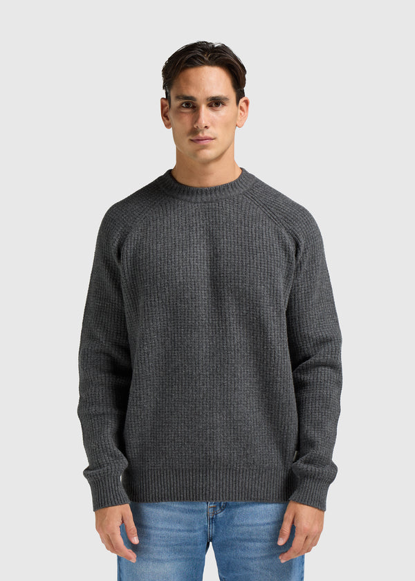Heavy Waffle Crewneck - Anthracite