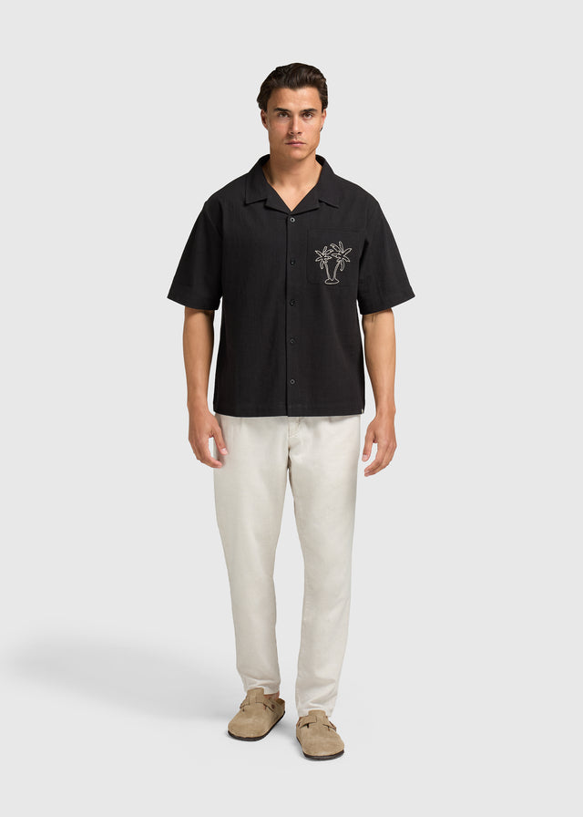 Night Palm Resort Shirt - Off Black