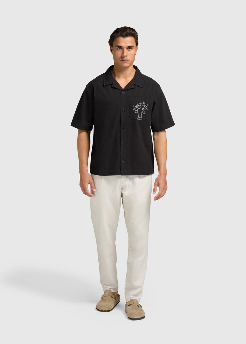 Night Palm Resort Shirt - Off Black