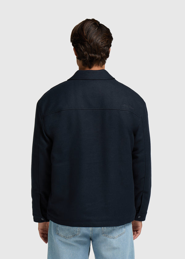 Wool Harrington Jacket - Navy