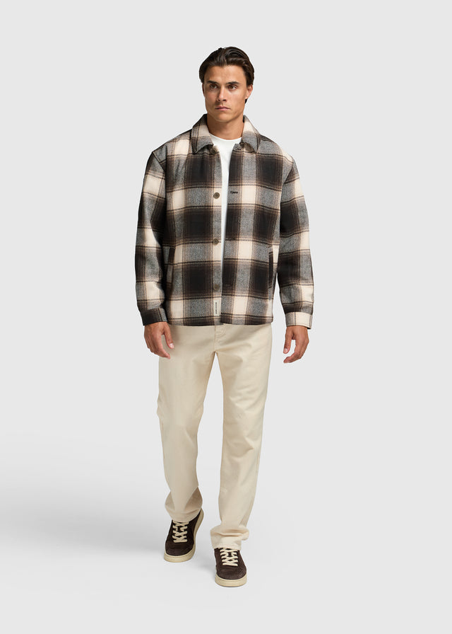 Herringbone Check Overshirt - Brown