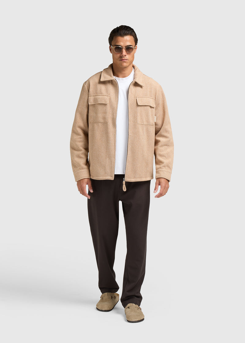 Herringbone Zip Jacket - Desert