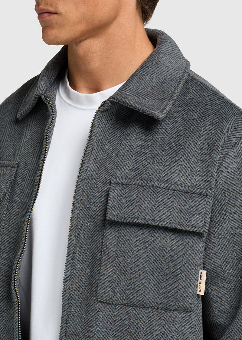 Herringbone Zip Jacket - Antra Melange