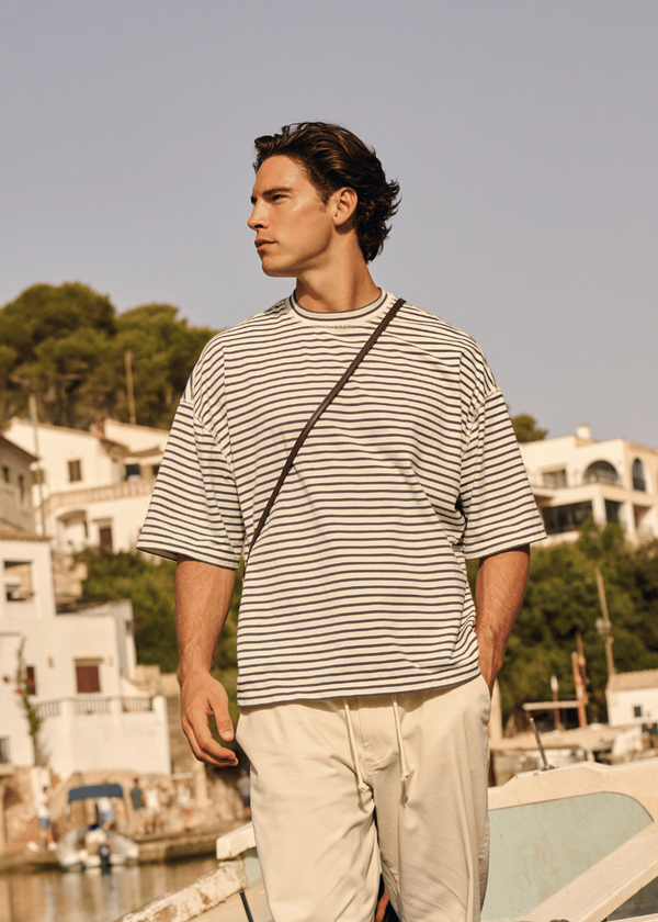 Boxy Stripe Tee - Ombre Blue