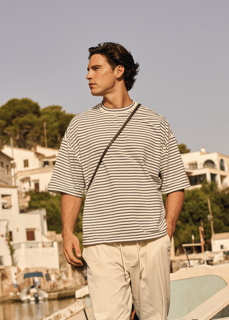 Boxy Stripe Tee - Ombre Blue