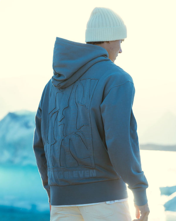 Back Embro Hoodie - Stone Grey