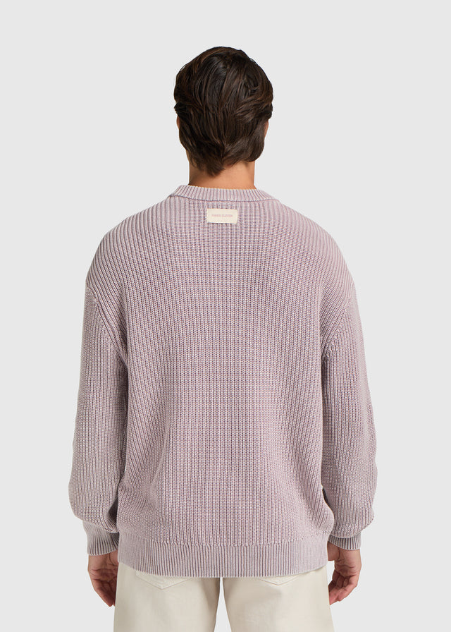 Col rond en tricot lavé - Lilas