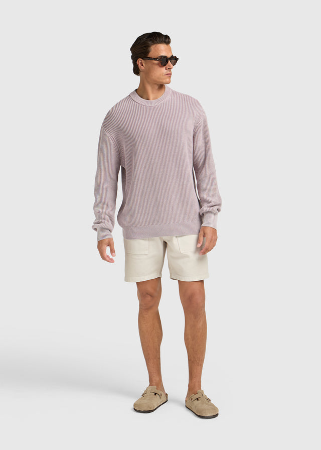 Col rond en tricot lavé - Lilas