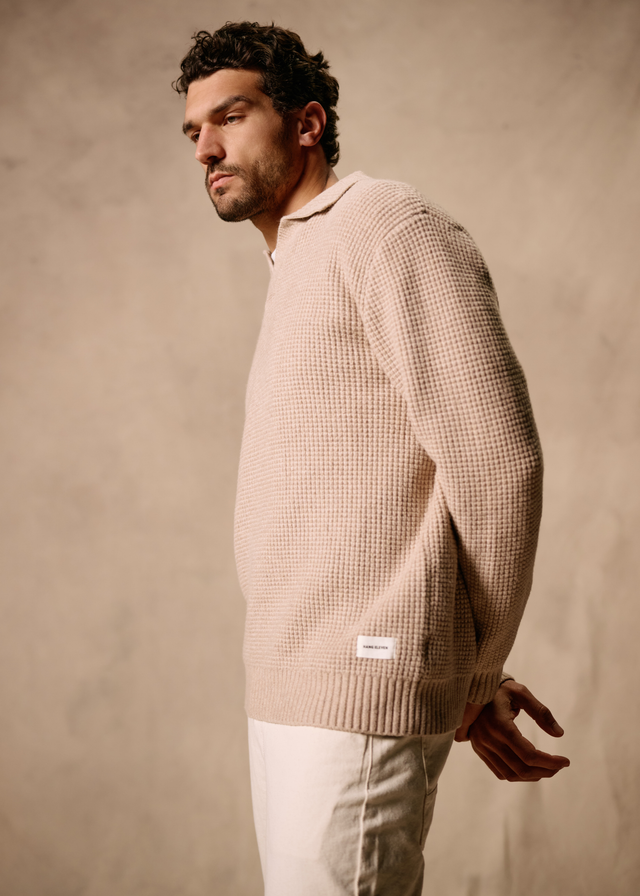 Polo gaufré Riva - Sable foncé 