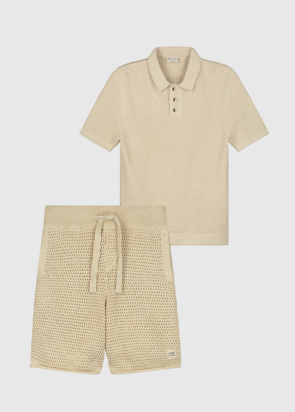 Crochet Polo Set - Sand