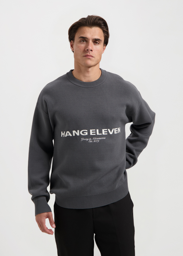 Heavy Logo Knit Crewneck - Anthracite