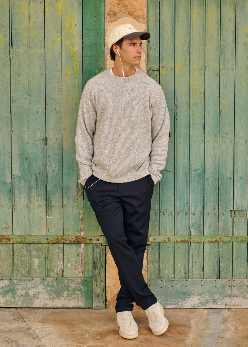 Relaxed Knit Crewneck - Grey Melee