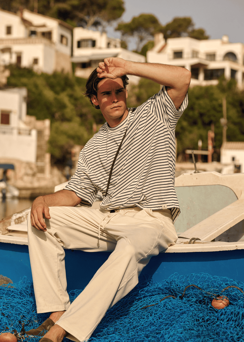 Boxy Stripe Tee - Ombre Blue