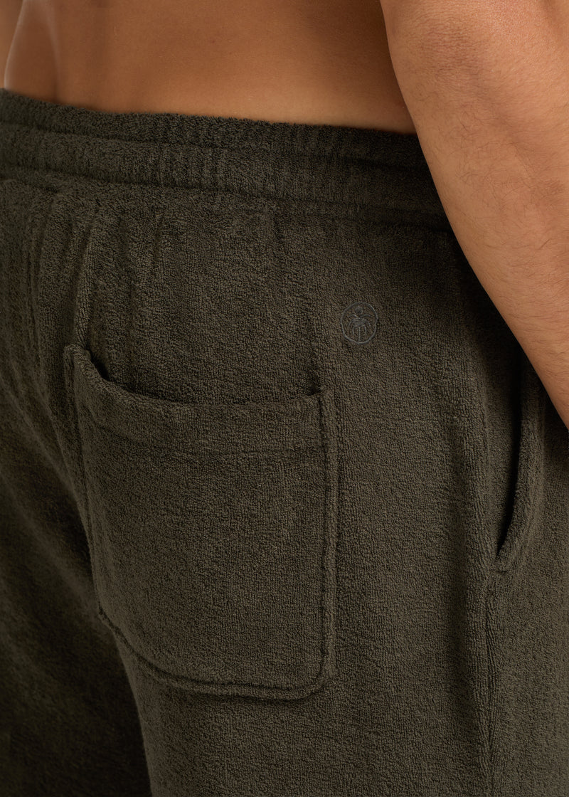Toweling Bouclé Pants - Forest Green