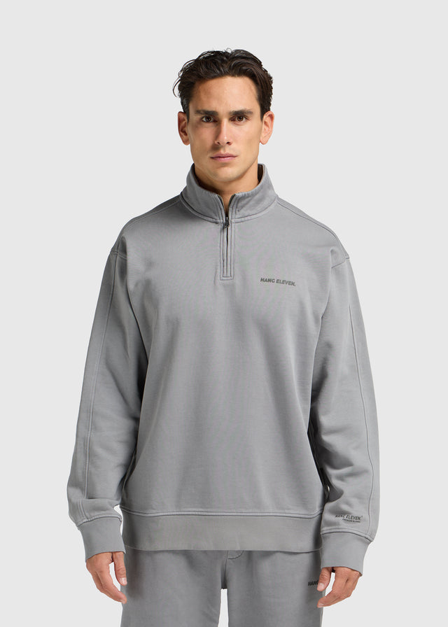 Pull demi-zip Premium Blanks - Gris délavé