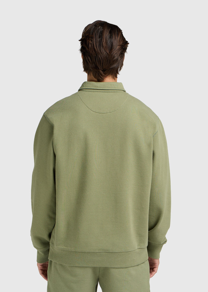 Polo de rugby vintage délavé - Vert mousse 