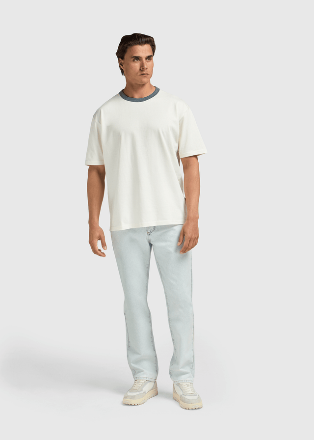 Washed Collar Tee - Navy Blue