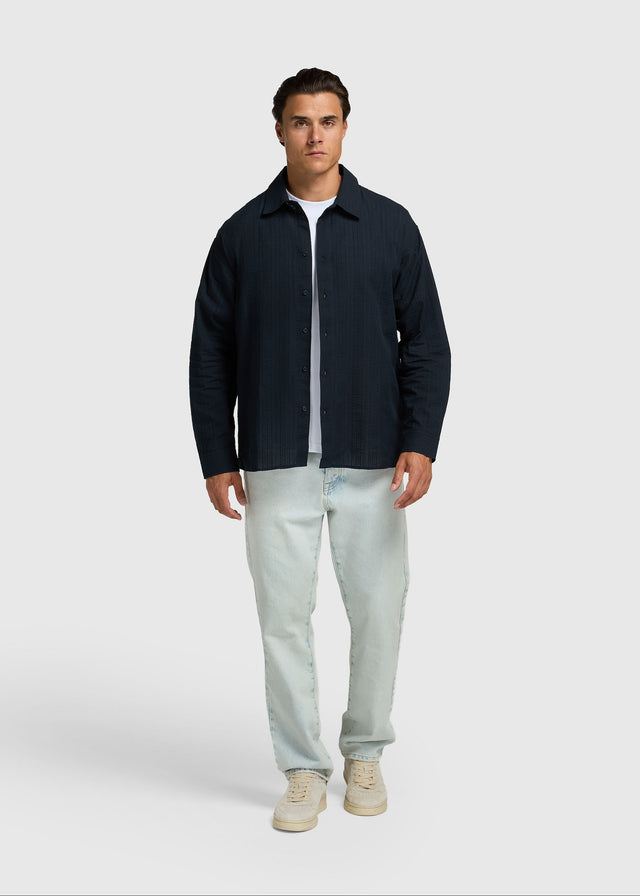 Textured Stripe Shirt - Navy Blue