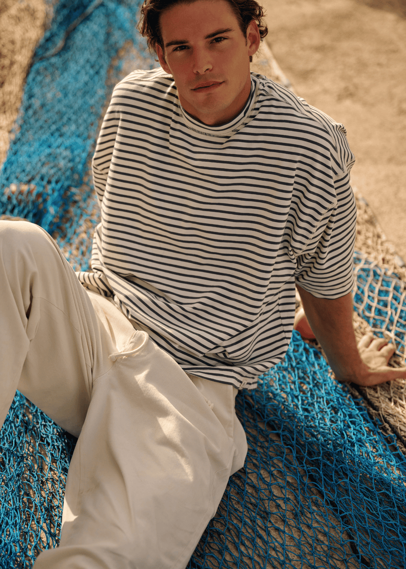 Boxy Stripe Tee - Ombre Blue