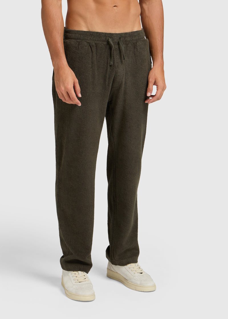Toweling Bouclé Pants - Forest Green