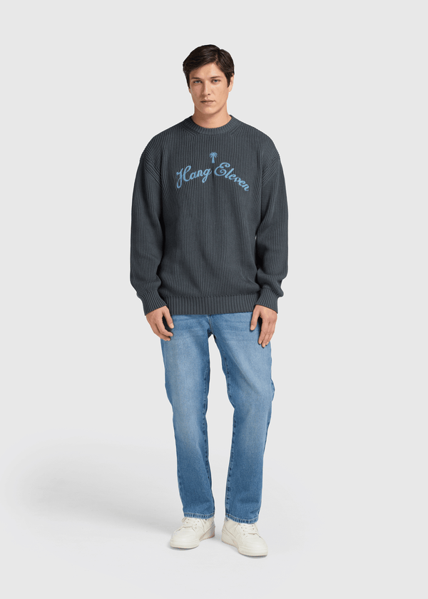Chain Embro Crewneck - Mid Blue